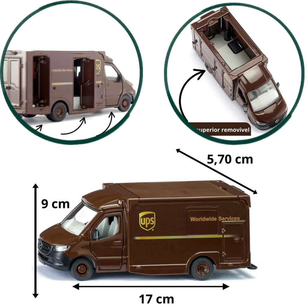 Miniatura Mercedes-Benz Sprinter UPS Siku 1/50 Original Metal Diecast Furgão Americano Escala 1:50 Colecionável