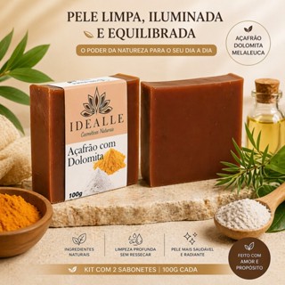 Kit 2 Sabonete Idealle Açafrão Dolomita Melaleuca Depilatório Natural em Oferta na Shopee