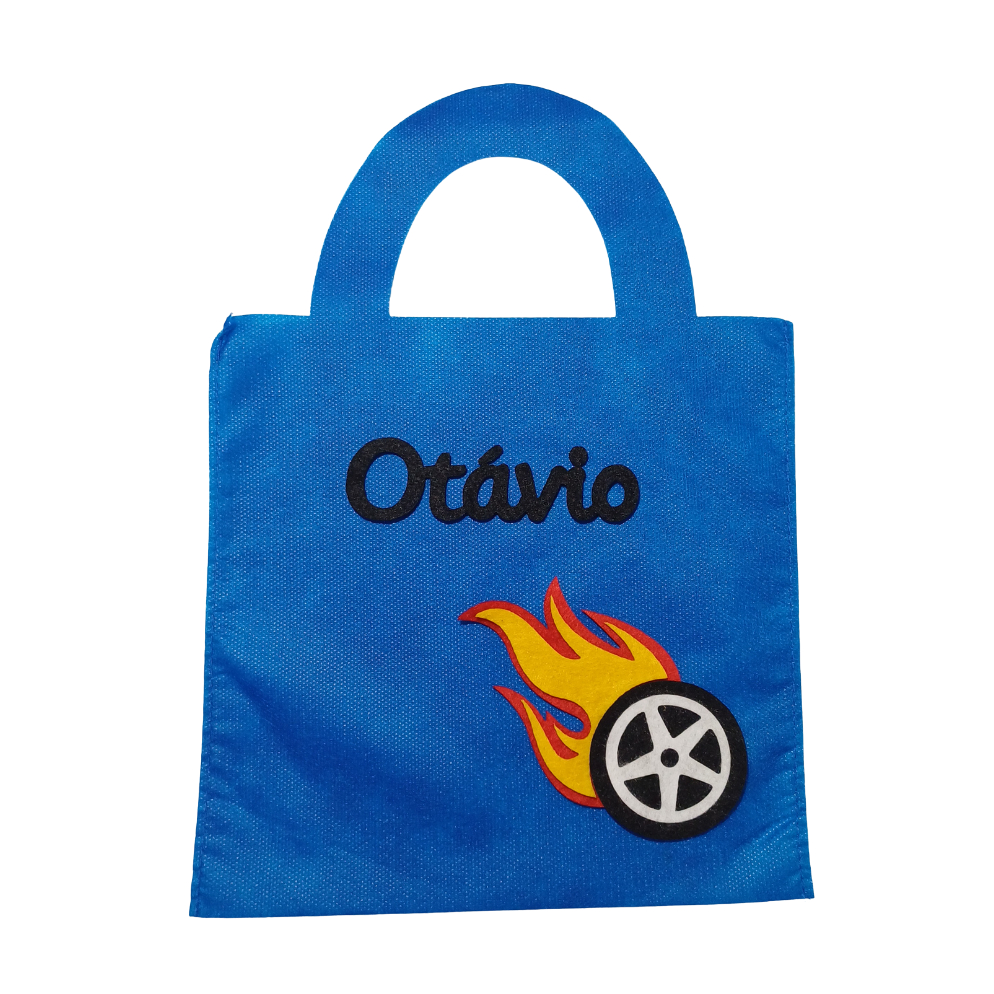 Sacolinhas Personalizadas TNT com nome criança Hot Wheels lembrancinhas de festa de aniversario 22cmX22cm