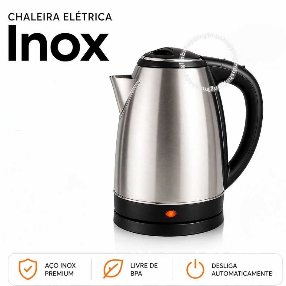 Imagem Chaleira Elétrica Inox 1,8 Litros com Desligamento Automático Rápida  Segura Chá Cafeteira 110v 220v