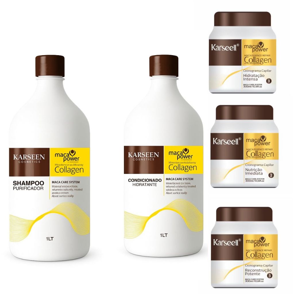 Kit Shampoo 1L Condicionado 1L Karseen  (Shampoo + Condicionado) + Cronograma Capilar Completo