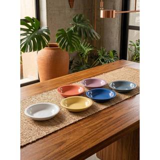 Kit 6 Pratos Fundos Cerâmica Premium 23cm Jantar Sopa Massa Mesa Posta Elegante Moderno Resistente Cozinha Qualidade