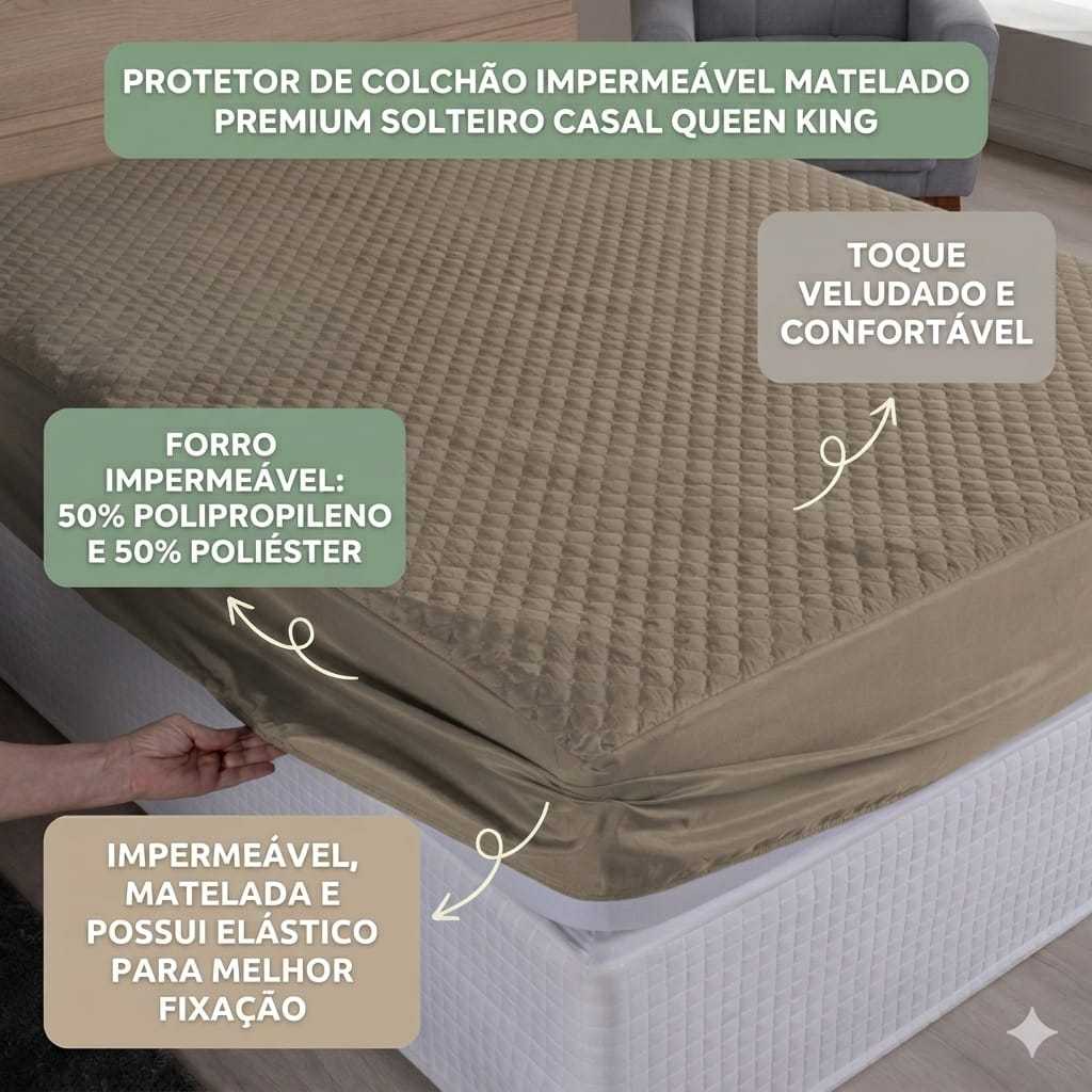 Protetor de Colchão Impermeável Matelado Premium Capa Travesseiro Solteiro Casal Queen King Antiácaro