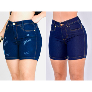 Kit Com 2 MEIA COXA ESCURAS BERMUDA JEANS FEMININA em Oferta na Shopee