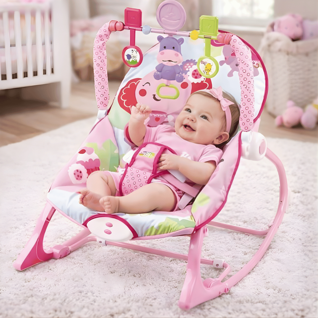 Cadeira de Bebê Balanço Musical Vibratória Descanso Reclinável até 18kg Confortável Segura Elefantinho - Baby Style