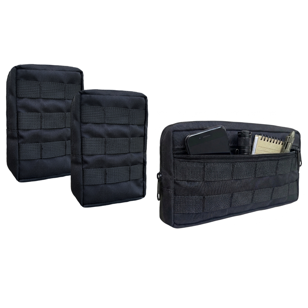 Kit Tático 3 Bolsas Modulares Para Colete Molle Bolso Grande Chest Bag