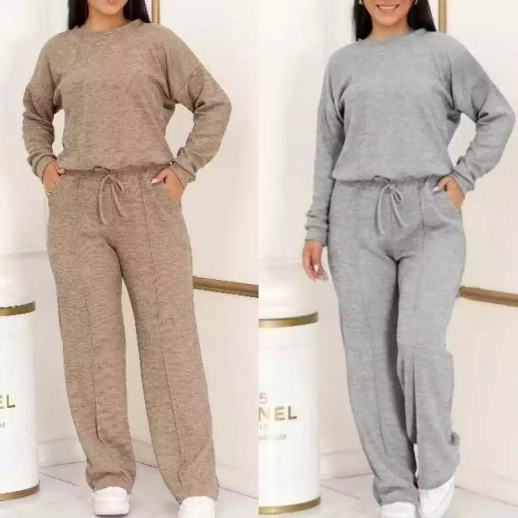 Conjunto Feminino Ribi Canelada Lanzinha 2 peças blusa e pantalona Inverno