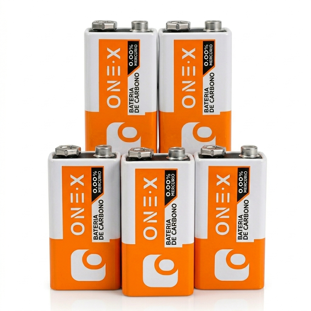 KIT 05 Unidades Baterias 9 Volts Tipo 6F22 Alta Durabilidade