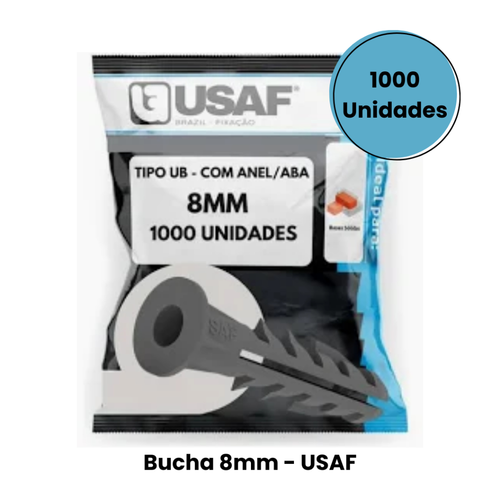 Bucha com Aba e Anel 8 MM - Pacote com 1000 Peças