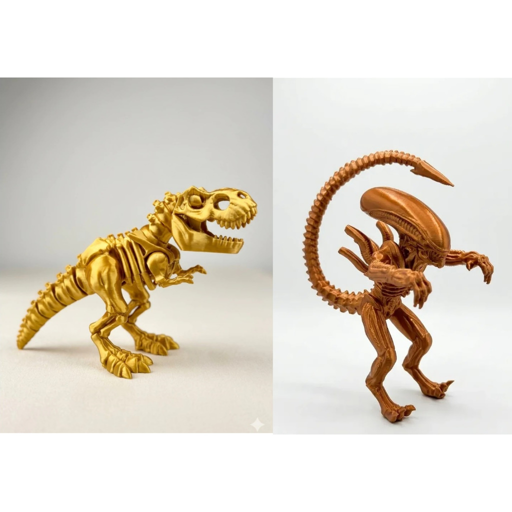 T-rex Articulado Dourado + Enfeite decorativo Boneco Miniatura Alien Xenomorfo Predador