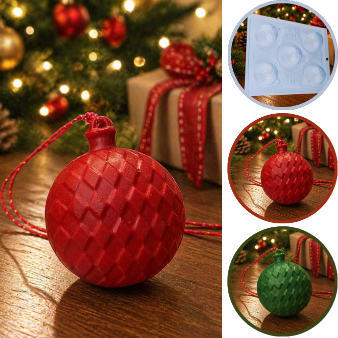 1~5 Forma BWB Com Silicone (3 partes) Para Chocolate Cód.126 - 10050 - Bolinha de Natal Losango 50g. (CHOCO)