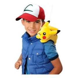 Kit Pikachu de Pelúcia Boné Ash Pokémon Pikachu De Ombro Fantasia
