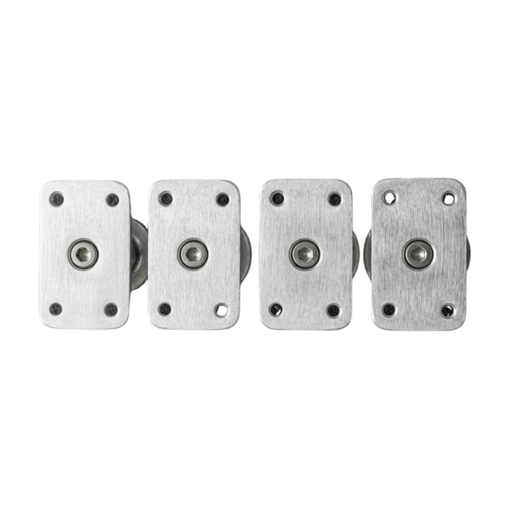 Kit 4 Pés Niveladores Mesa De Sinuca Pebolim Alumínio Reforçado Base Quadrada 4 Furos Sapata