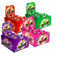KIT C/4 CHICLETES POOSH 1 MORANGO, 1 TUTTI FRUTI, 1 HORTELÃ, 1 UVA