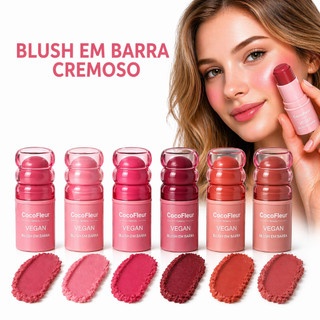 CocoFleur Blush em Bastão Cremoso Vegano 6 Cores Alta Pigmentação Longa Duração Acabament…