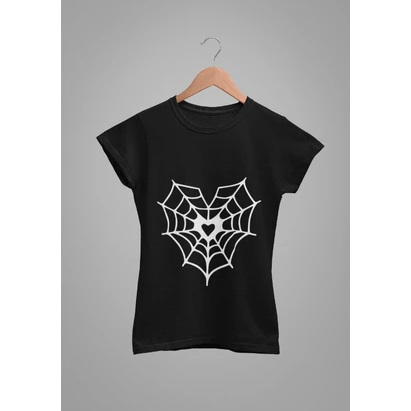 Baby Tee Y2K Feminina- Estampa Coração Teia, Conforto Elástico e Versátil para Primavera/Verão/Outono
