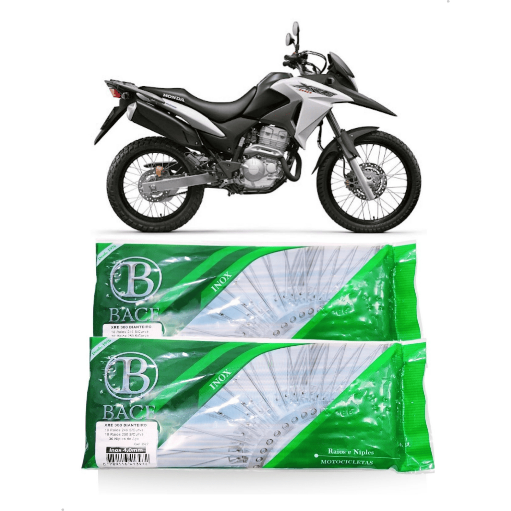 Kit Raio Inox Bace 4mm Moto Honda Xre 300 E Sahara Dianteiro Traseiro
