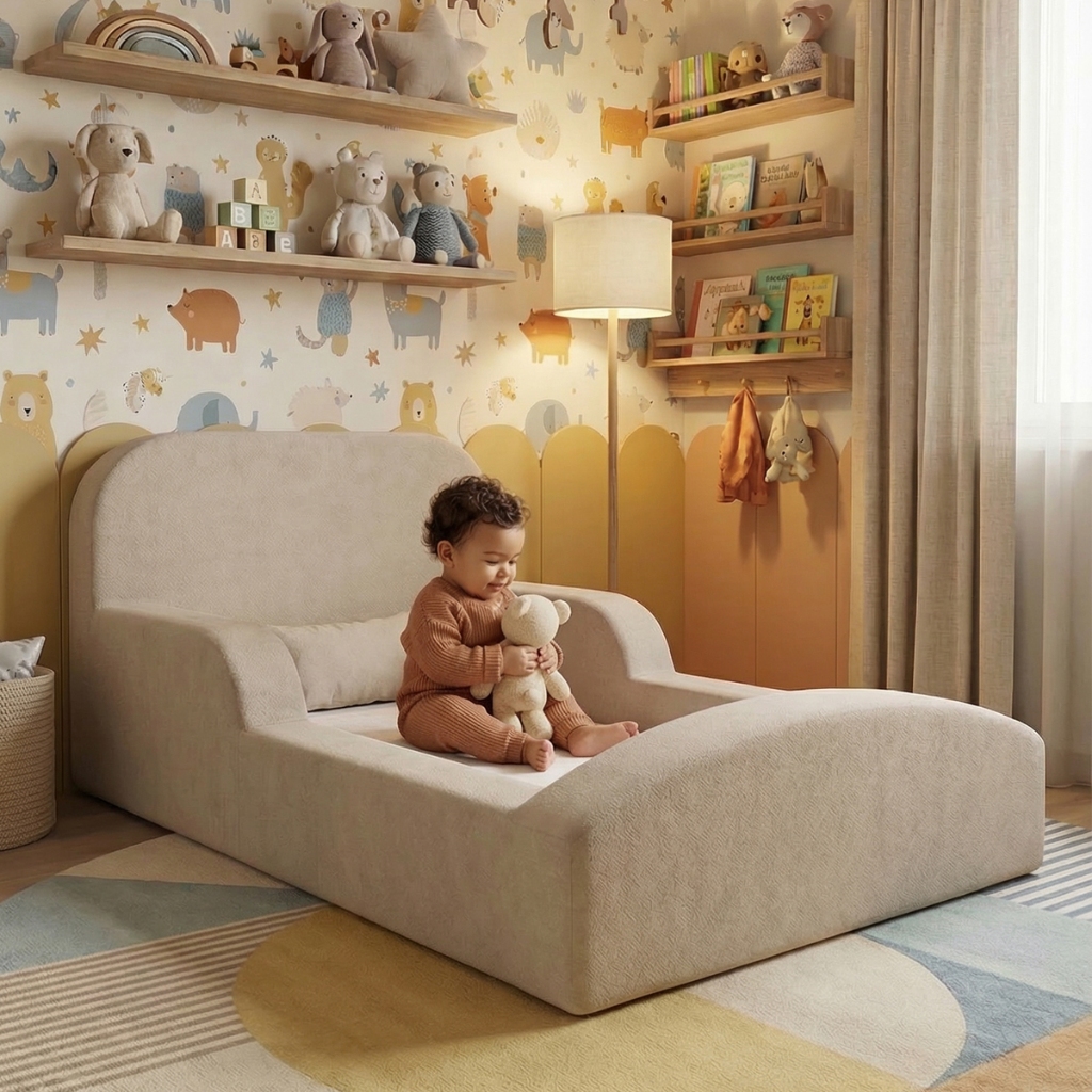 Cama Montessoriana Berço Encanto 100% Espuma Bege Keiko