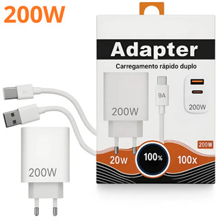 Carregador Turbo Para Xiaomi 200w Carregamento Super Rápido Carregador 200w Tipo C Redmi Note 15 Poco X7