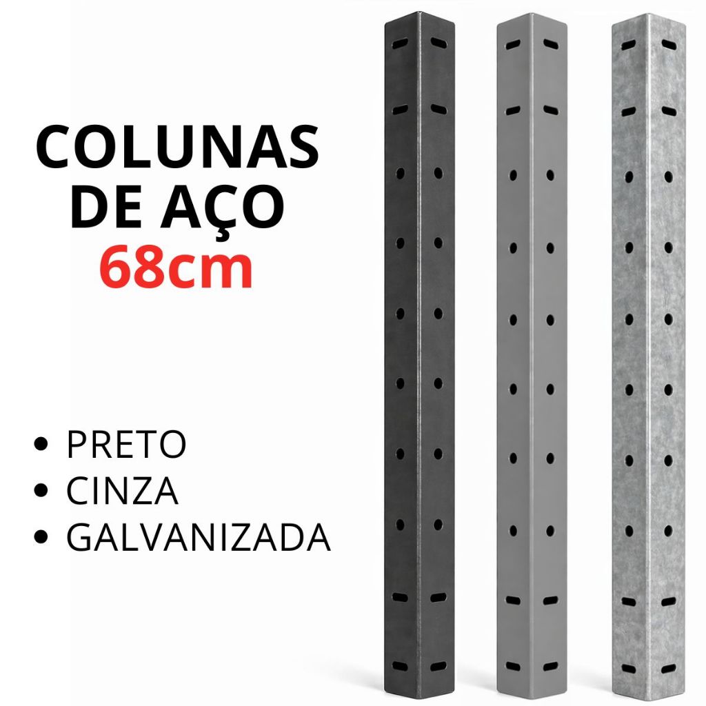 Colunas Cantoneiras De Aço 68cm Para Estante Prateleiras Resistente Kit 2/4/8/12
