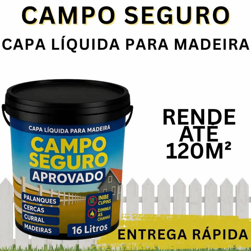 TINTA MADEIRA CAMPO SEGURO 18L ALTA DURABILIDADE PARA CERCA PALANQUE CURRAL E ÁREA RURAL