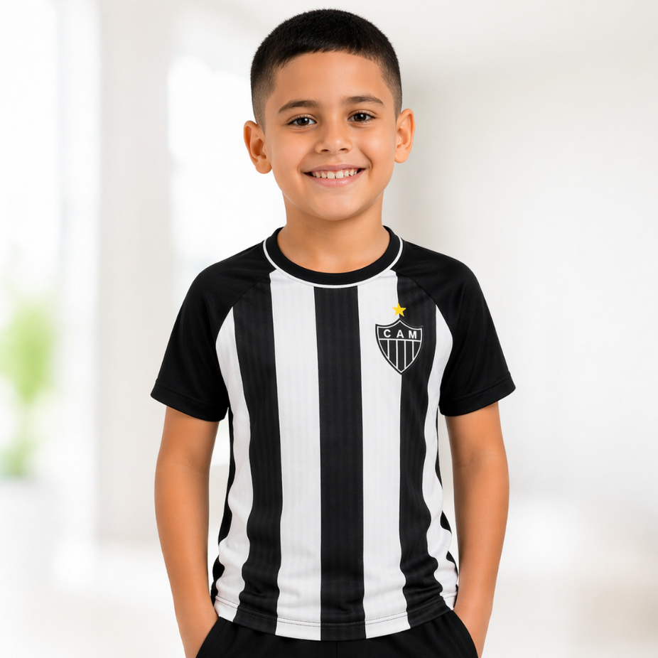 Camisa Infantil Atlético Mineiro Galo Casual Original Uniforme Criança Atlético MG - Promoção !