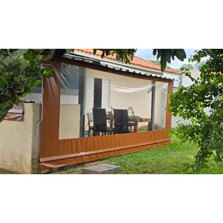 Kit Toldo Retrátil Lona Sob Medida Impermeável 4 x 2,50 *sem Tubos* Área Externa Janela Transparente