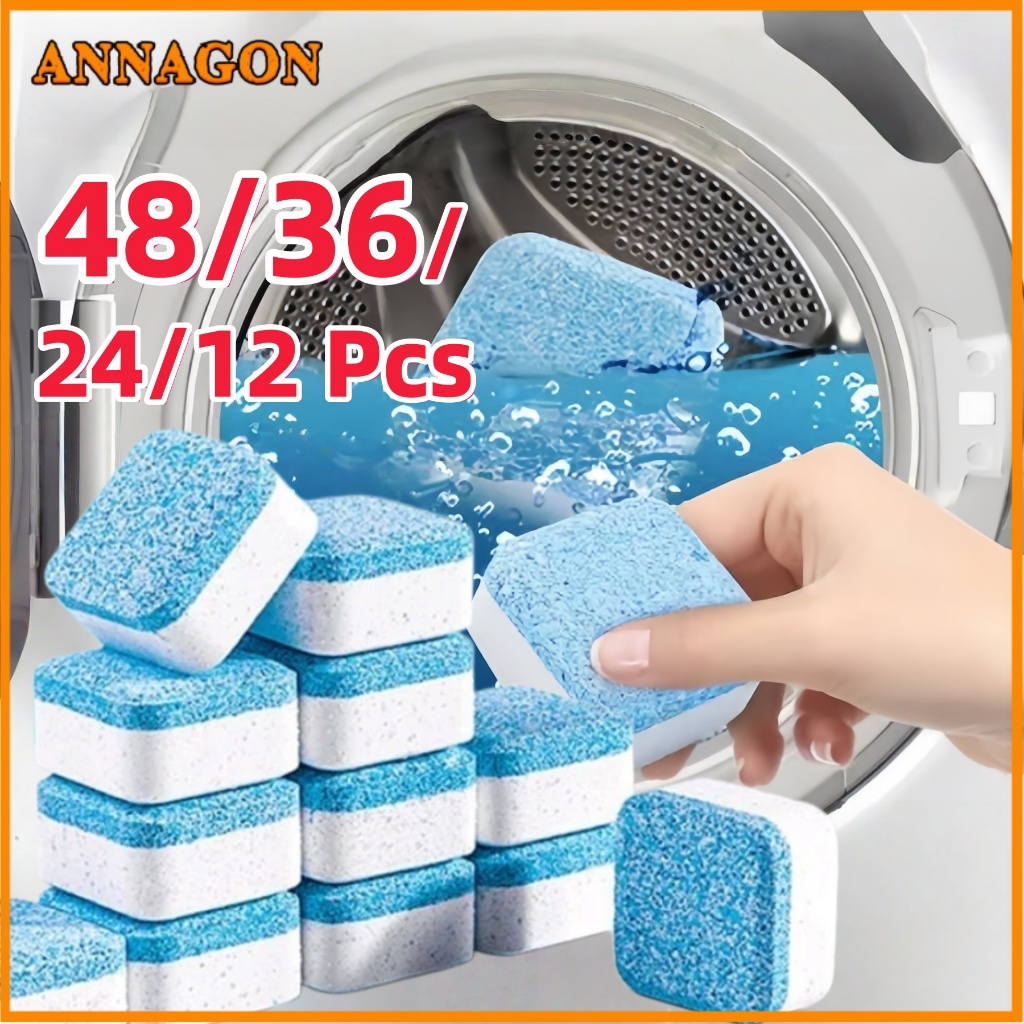 Kit 48/36/24/12 Pastilhas para Limpeza de Máquinas de Lavar Roupas Efervescentes Multifuncional