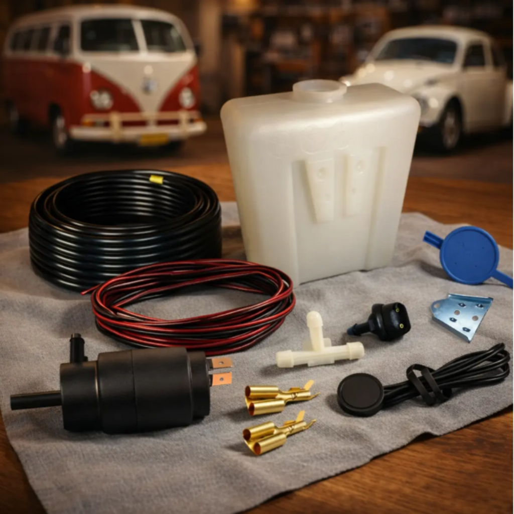 Kit Reservatório Agua Limpador Para-brisa com Bombinha Elétrica Esguicho Fusca todos os modelos