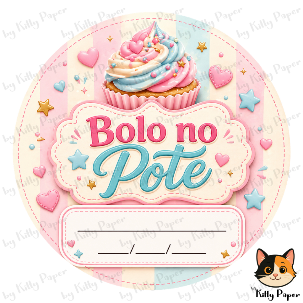 Etiqueta Adesiva Bolo no Pote - Etiqueta Adesiva para Embalagem de Bolo no Pote