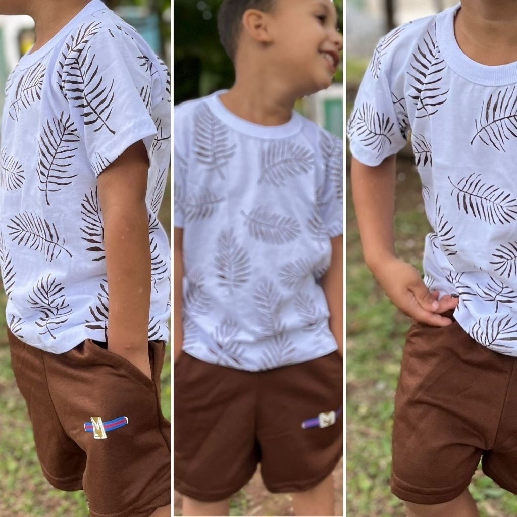Conjunto infantil menino verão conjunto masculino estiloso final de ano 2 ao 12 anos conjunto natal.
