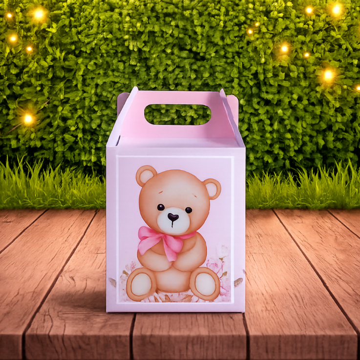 Pegue e Monte Kit Festa Caixa Chá Revelação - Ursinho Bege -Festa infantil - Lembrancinhas personalizadas - Maleta