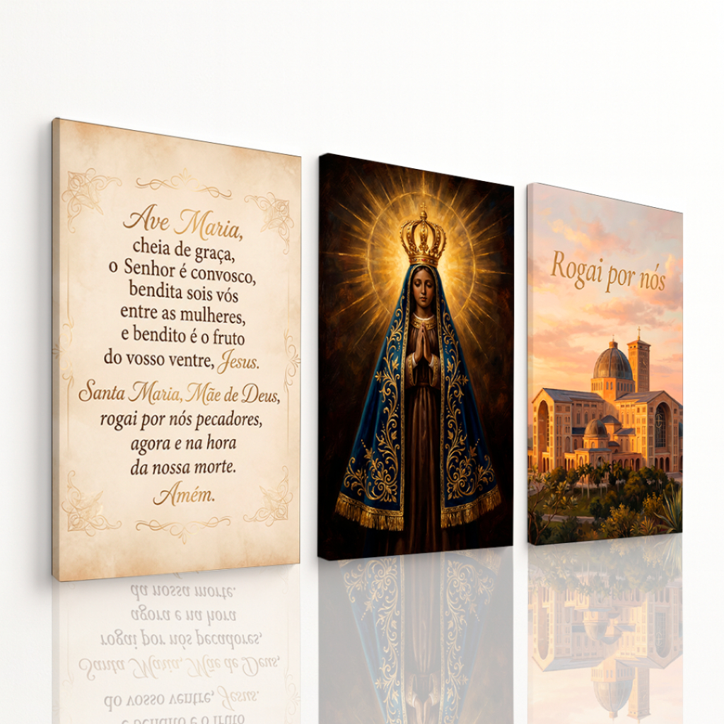 Quadros Decorativos Nossa Senhora Aparecida Ave Maria Oração Canção Nova Basílica Aparecida do Norte
