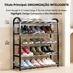 Sapateira 4/5 andares Organizador de Sapatos Tênis 8/10 Pares Desmontável