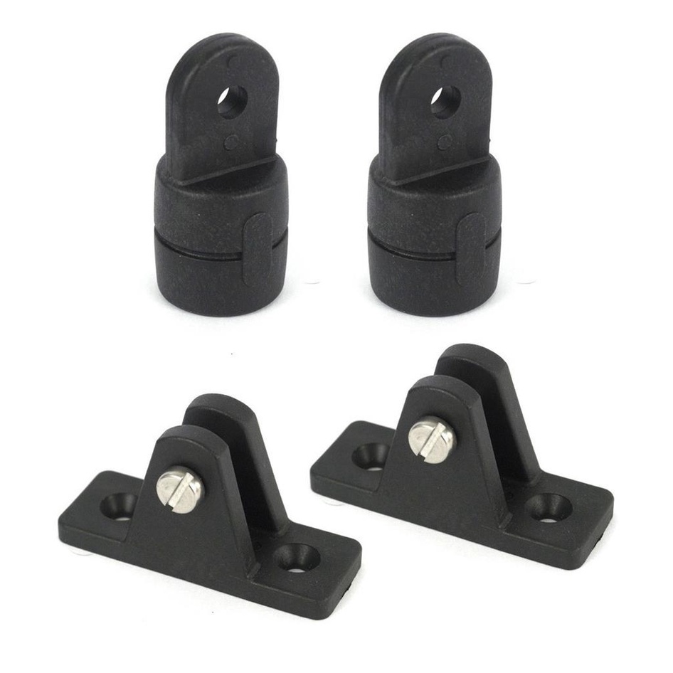 Kit Fixação 2 Ponteiras Externa 7/8 + 2 Base Capota 7/8 Náutica Nylon Preto Tubo