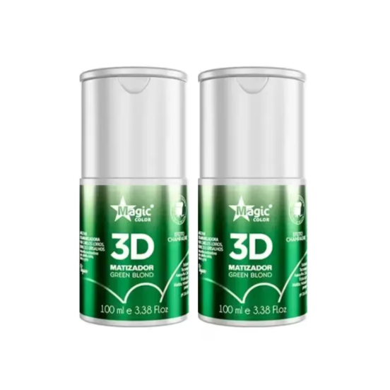 Magic Color 3D Kit 2 Matizadores 100ml Green Blond Efeito Champagne Máscara Desamareladora de Loiros