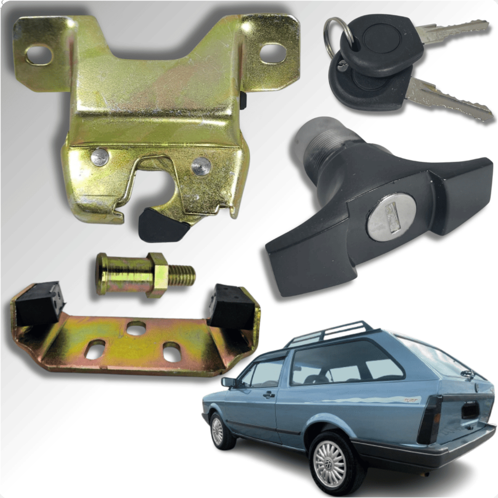 Kit Fechadura Trava Trinco + Batente + Cilindro Miolo Maçaneta Externa Volkswagen Parati G1 Quadrada 1982 A 1996