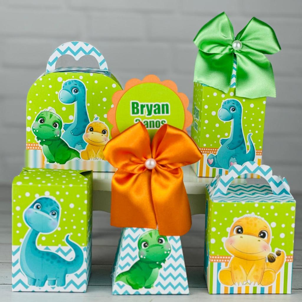 Kit Personalizados Dino Baby (PEGUE E MONTE) Kit Festa Caixinhas Personalizadas Lembrancinha Mimos Aniversário