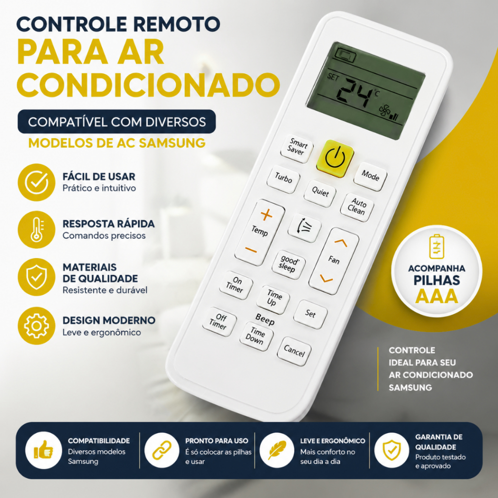 Controle Remoto Ar Condicionado Samsung Split Compatível Max Inverter Smart Envio Rápido NF