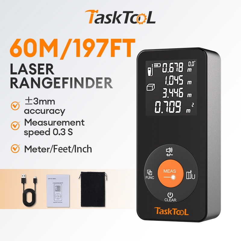 TaskTooL Profissional Telêmetro Trena A Laser Digital Recarregável60m
