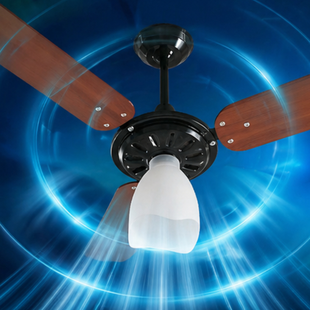 VENTILADOR DE TETO LUMI M3 3 PÁS 127V PRETO VENTO POTENTE PREMIUM LOREN SID