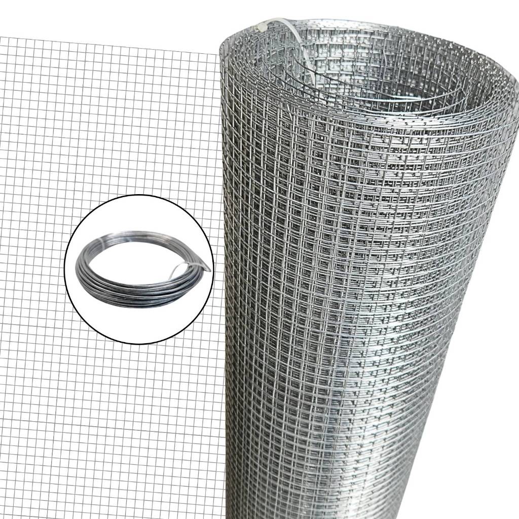 Tela Soldada 10mm 5x1,00m + Arame Galvanizado 18 BWG 10m