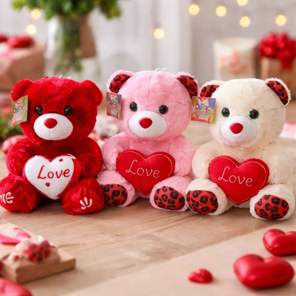 Urso de Pelúcia Ursinho Fofo Bebe 20cm Ursinho Peludo Coração Macio Cestas Prese