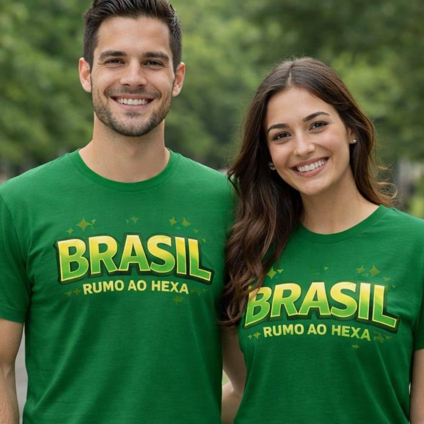 Camiseta do Brasil Torcida Unissex Copa Do Mundo 2026 100% Algodão Vai Brasil Lumix