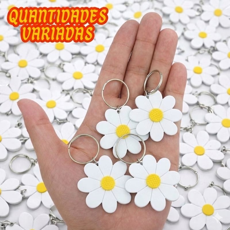 Chaveiro Margarida Branca ótimo para Lembrancinha Primavera, verão eventos, mimos