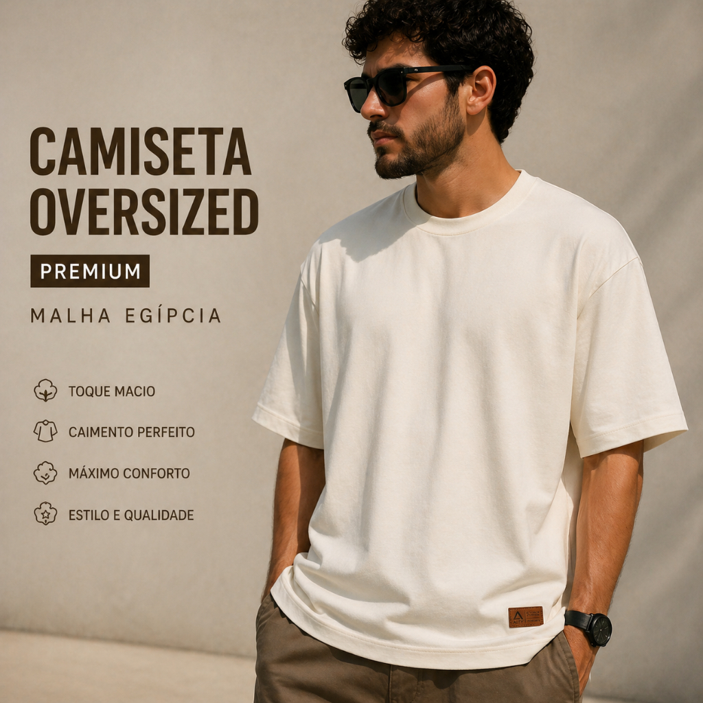 Camiseta Oversized Off White Premium Academia– Malha Egípcia