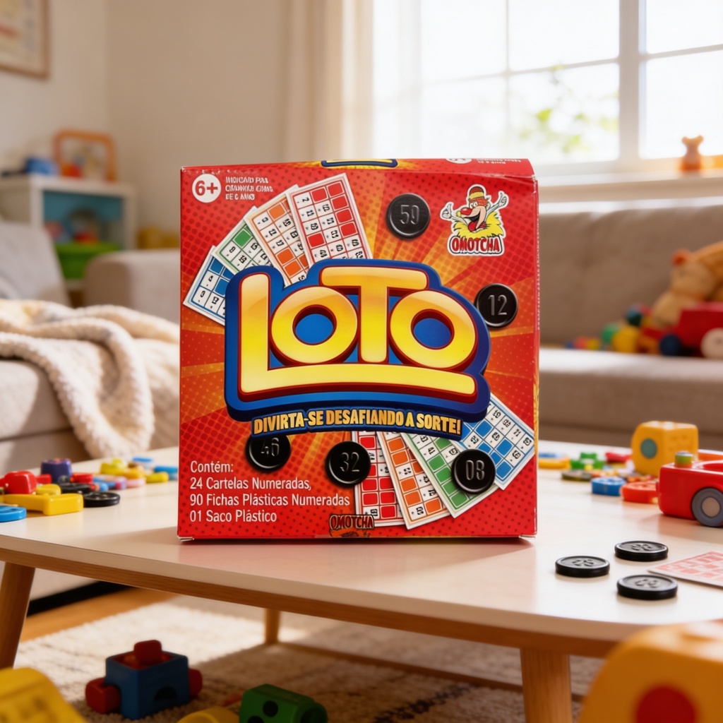 Jogo Bingo Loto Omotcha🎲✨|Bingo Infantil com 24 Cartelas e 90 Fichas, Educativo e Divertido +6 Anos