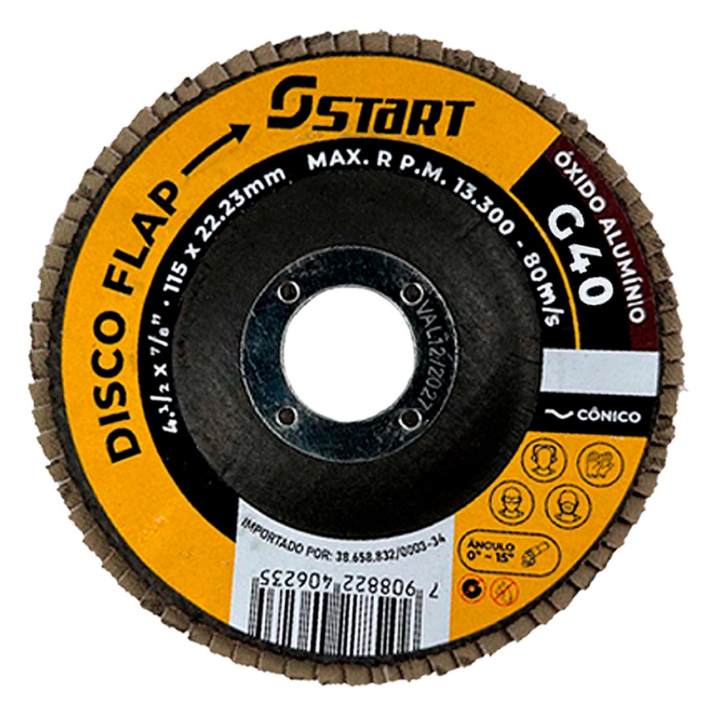 Disco De Lixa Flap 4.1/2 Grão 40 Para Lixadeira Kit Com 5 Peças — imagem 2 de 2