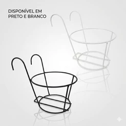 Kit 3 Suporte Para Flores Cestinho Para Jardim Varanda Sacada Área Livre Branco 13x17x8cm