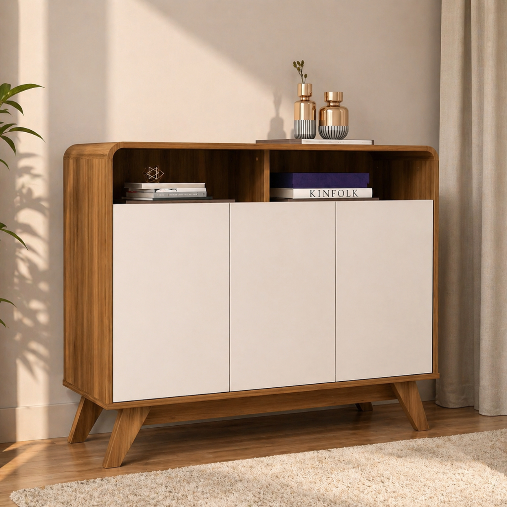 Aparador Buffet Eccos Homme 2, ou 3 Portas Retrô Classico - nature/Offwhite